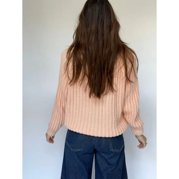 Vintage Rolled Collar Rollneck Crewneck Sweater - Size Large, Light Pink - Picture 5 of 10